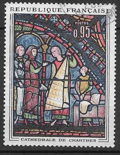 France 1963 Y&T 1399 oblitéré - Vitrail Cathédrale de Chartres 