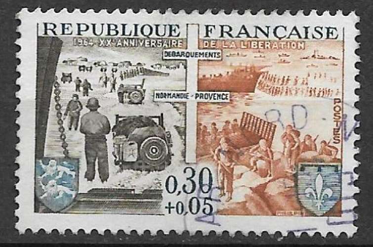 France 1964 Y&T 1409 oblitéré - Débarquements 