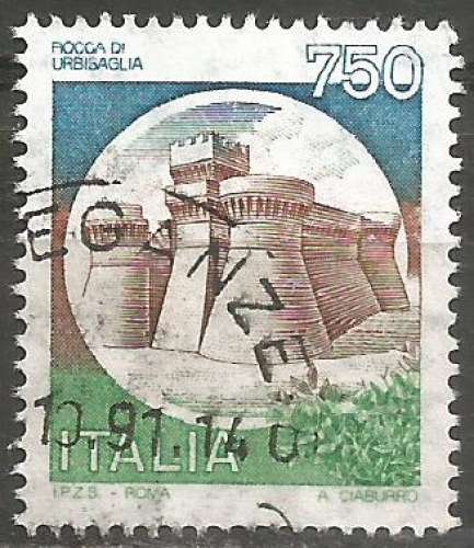 Italie - 1990 - Y&T n° 1891 - Obl. - Forteresse d'Urbisaglia - Série courante