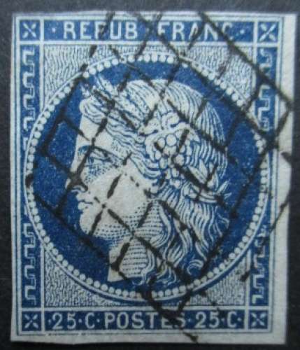 FRANCE N°4a bleu foncé oblitéré