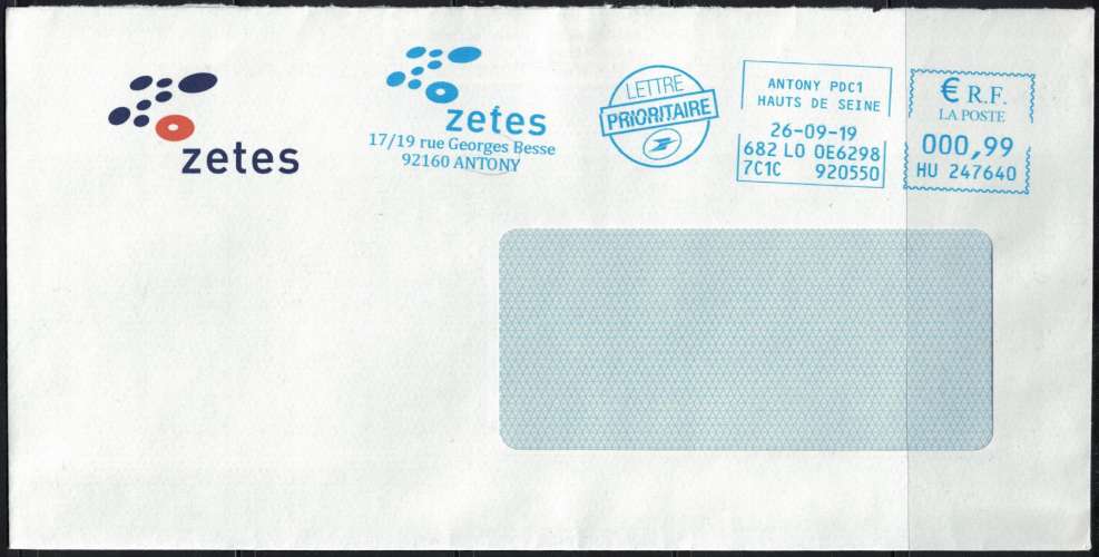 France EMA Empreinte Postmark Zetes 92 Antony