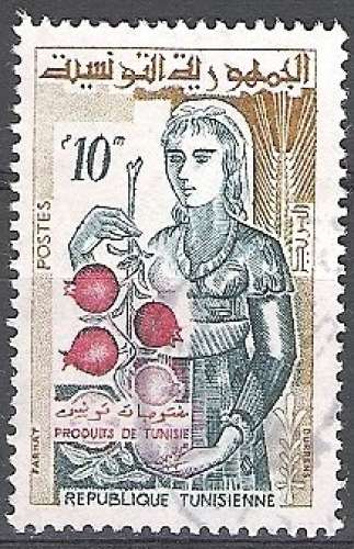 Tunisie 1959 Michel 524 O Cote (2005) 0.15 Euro Femme avec produits locaux Cachet rond