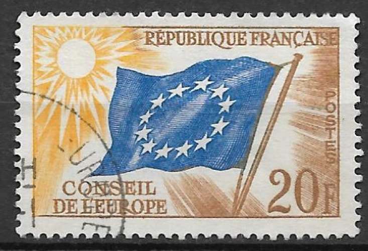 France Service 1958-59 Y&T 18 oblitéré - Drapeau du Conseil 