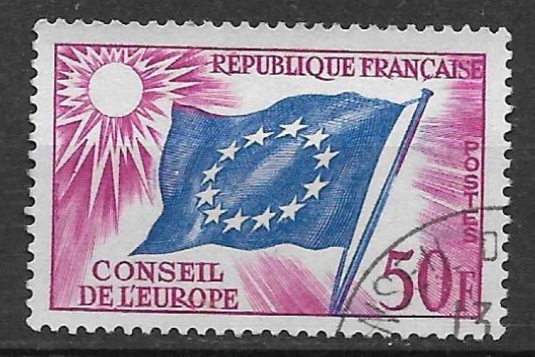 France Service 1958-59 Y&T 21 oblitéré - Drapeau du Conseil 