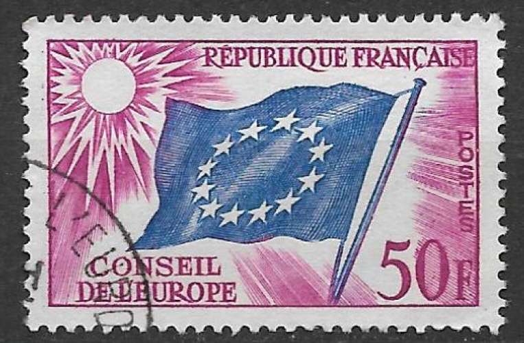 France Service 1958-59 Y&T 21 oblitéré - Drapeau du Conseil 