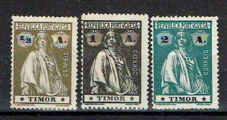 TIMOR 1914 - YT 162 163 164 (I-I) MH ET 163 NEUF SANS GOMME DENT. 15X14.