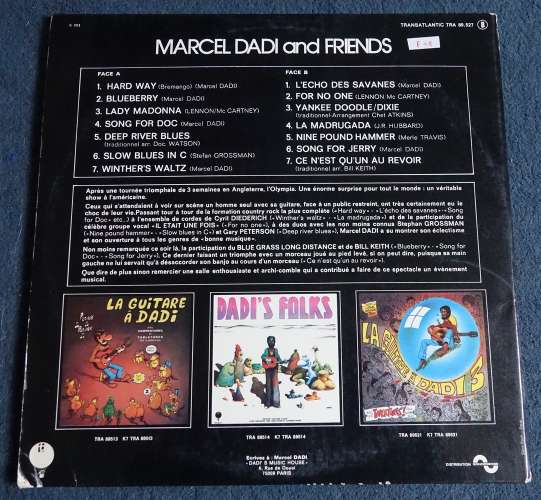 1975 France Vinyl LP   Marcel Dadi and friends live à l'Olympia Transatlantic Records TRA 89527
