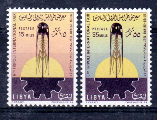 28.2.1967; 6. International Foire du Tripolis, YT 304 + 305; neuf **, Lot 51552