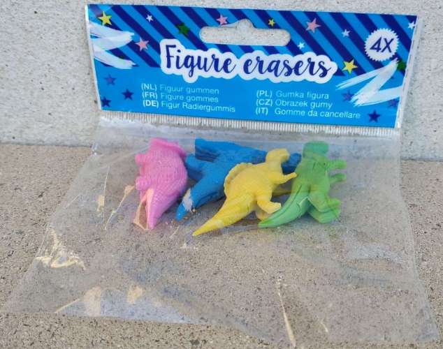 Lot 4 Figure Erasers Gommes Figurines Dinosaures