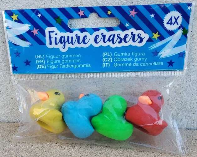 Lot 4 Figure Erasers Gommes Figurines Canards