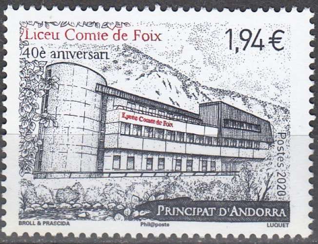 Andorre Français 2020 Lycée de Comte de Foix Neuf **