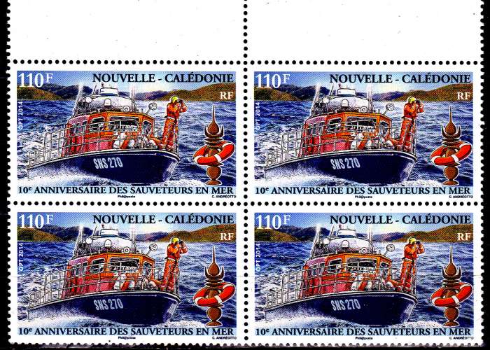 Nouvelle Calédonie 2014 10e anniversaire des sauveteurs en mer ( Bloc de 4 )