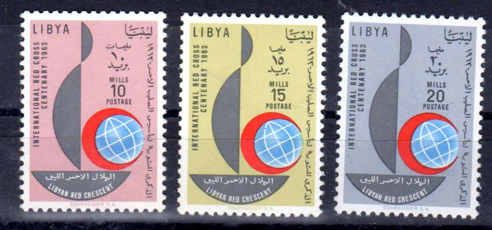Libye 1-1-1965; 100e anniversaire de la Croix Rouge, YT 216 - 218; neuf **, Lot 51525