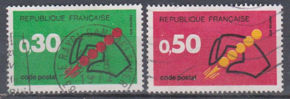 France 1972 YT 1719-1720 Obl Code postal