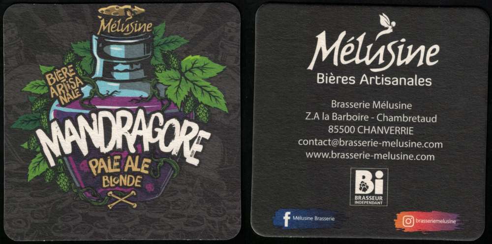 France Sous Bock Beermat Coaster Bière Beer Mélusine Mandragore Pale Ale Blonde SU