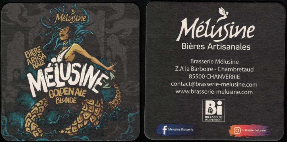 France Sous Bock Beermat Coaster Bière Beer Mélusine Golden Ale Blonde SU