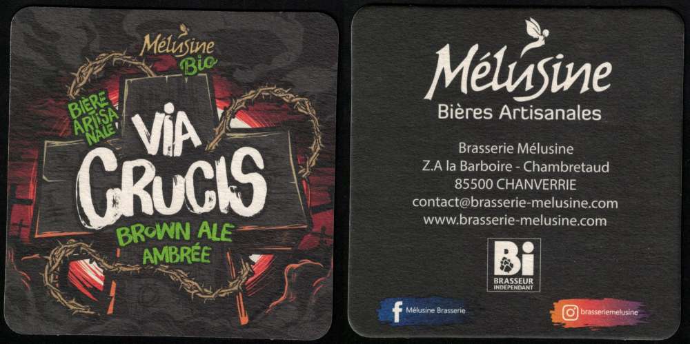 France Sous Bock Beermat Coaster Bière Beer Mélusine Via Crucis Brown Ale Ambrée SU