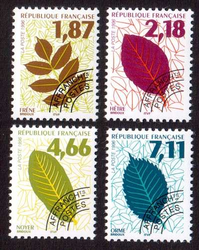 France 1996 timbres préo Y&T 236 à 239 **feuilles d'arbres (II) cote 8,50€