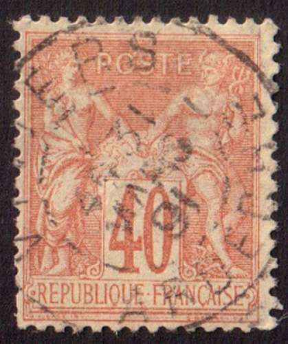 France 1881 Y&T 94 (o) Sage II 40 c rouge-orange cachet à date cote 3,00€