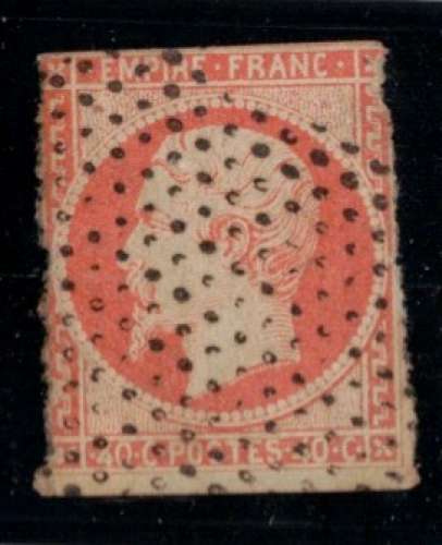 France 1853 Y&T 16 (o) Napoléon III 40 c jaune-orange non dentelé ND cote 22,00€. Moins de 15%