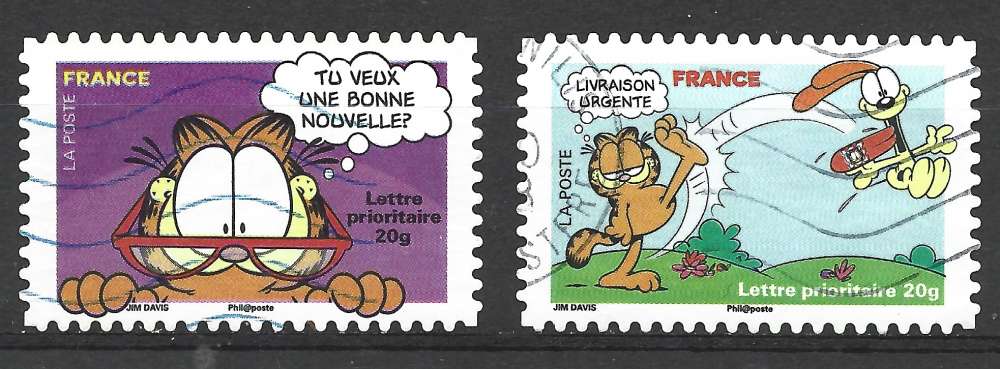 France  adhésif 2008 - Y & T : AA 195, 200 - chat Garfield 