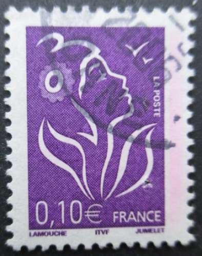 FRANCE N°3732 légende ITVF type I fleur colorée Marianne de Lamouche oblitéré