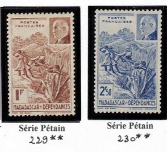 Madagascar 1941 Y&T 229 - 230 * série Pétain