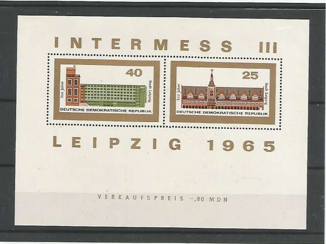 RDA - 1965 - Exposition Philatélique de Leipzig - Bloc n° 18 / 9 - Neuf ** 