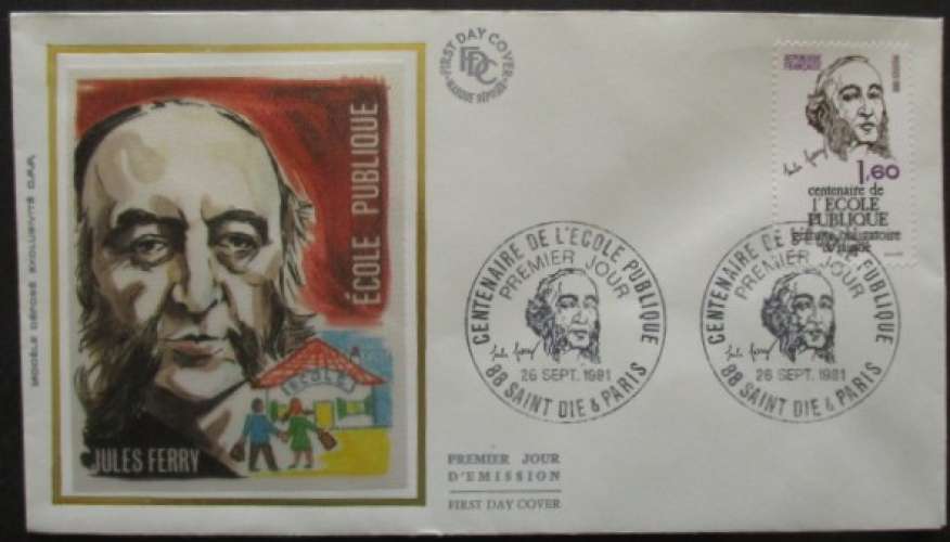 FRANCE FDC Jules Ferry 26-09-1981 St Dié