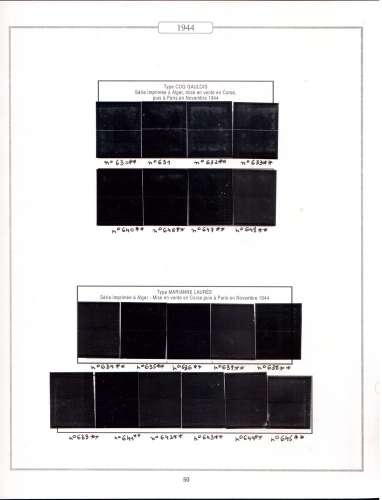 France 1944 lot de 5 feuilles éditions AV avec pochettes pour Y&T 599 à 668