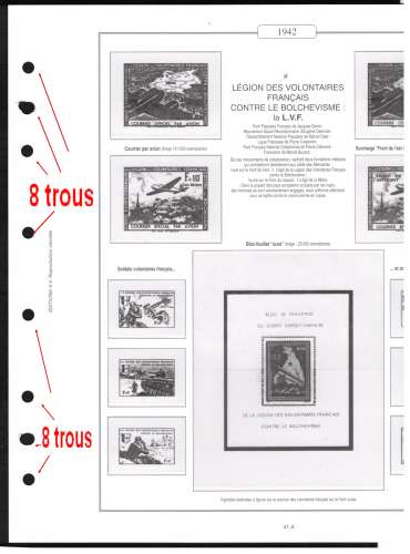 France 1942 feuille éditions AV avec pochettes Légion des volontaires français LVF