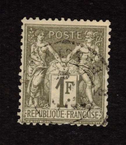 France 1876-78 Y&T 72 (o) type Sage I N sous B 1 F bronze cachet rond cote 12,00€