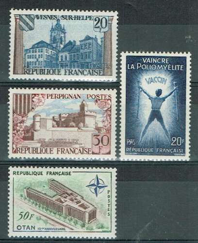 FRANCE 1959 - YT 1221 1222 1224 1228** MNH.