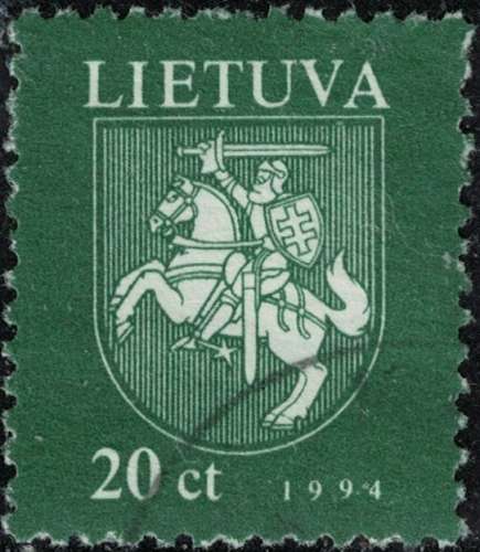 Lituanie 1994 Oblitéré Used Coat of Armes Blason Armoiries Chevalier Vytis vert foncé SU