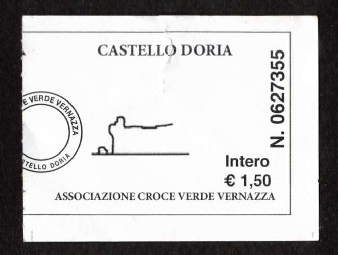 Italie 2018  Cinque Terre  ticket de d'entrée au château Castello Doria à Vernazza  le 10/11