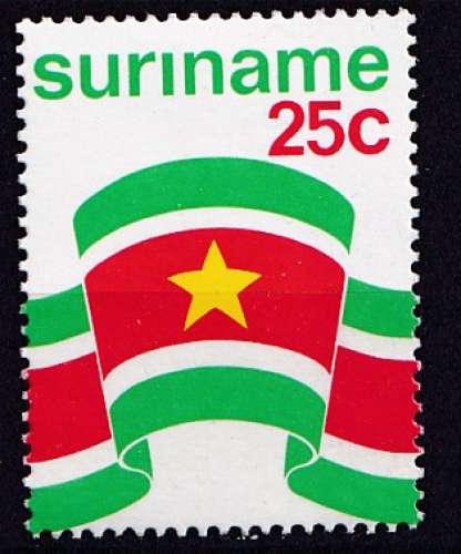 Surinam 1976 Y&T 640 neuf sans charnière - Drapeau national (scan dos) 