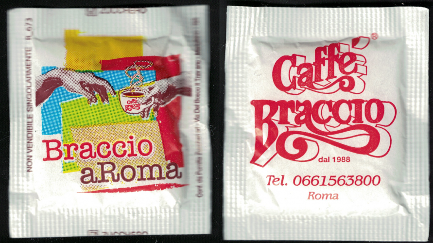 Italie Sachet Sucre Sugar Caffé Braccio a Roma dal 1988 zucchero à Rome