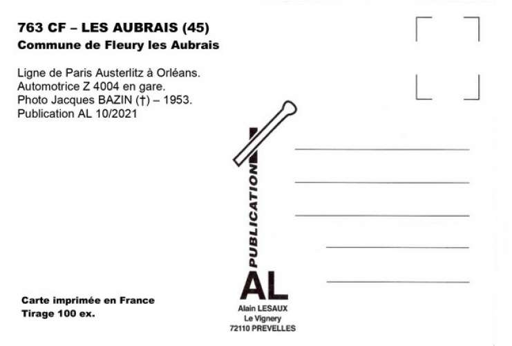 AL 763 - Automotrice Z 4004 en gare des AUBRAIS - Commune de Fleury-les-Aubrais - Loiret - SNCF