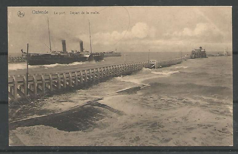 Belgique - Ostende - 1923 - Le Port - Départ de la Male 