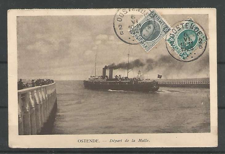 Belgique - Ostende - 1925 - Départ de la Male 