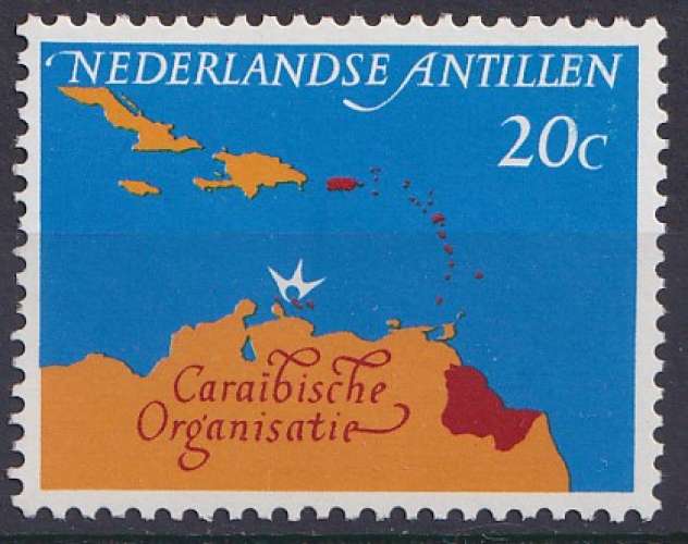Antilles néerlandaises 1964 Y&T 336 neuf sans charnière - Conseil des Caraibes (scan dos) 