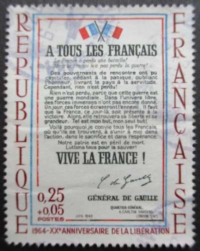 FRANCE N°1408 Anniversaire de la Libération oblitéré