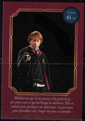 Carte Harry Potter Auchan Wizarding World Petrificus Totalus Thermosensible N° 81