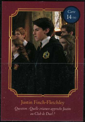 Carte Harry Potter Auchan Wizarding World Justin Finch Fletchley N° 14