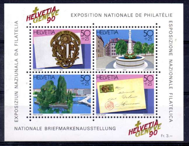 Suisse 1990; Exposition Nationale de Philatélie, YT BF 26; neuf **, Lot 53061-2