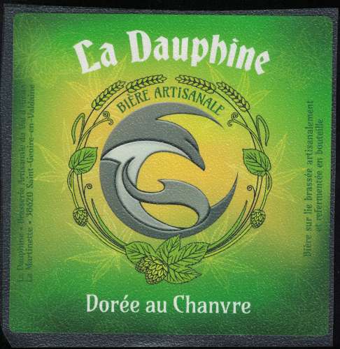 France Etiquette Bière Beer Label La Dauphine Artisanale Dorée au Chanvre