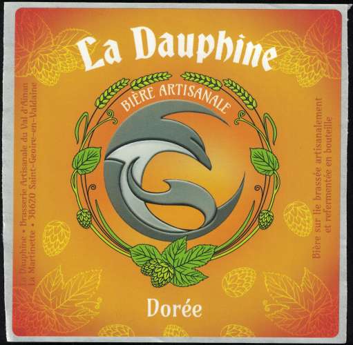 France Etiquette Bière Beer Label La Dauphine Artisanale Dorée