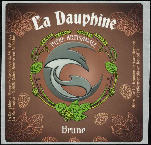 France Etiquette Bière Beer Label La Dauphine Artisanale Brune