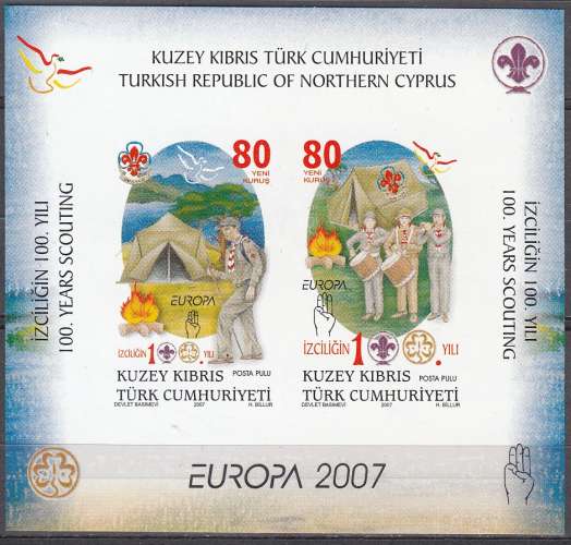 Kuzey Kibris 2007 Michel Bloc Feuillet 26 Neuf ** Cote (2009) 3.00 Euro Europa CEPT Le scoutisme