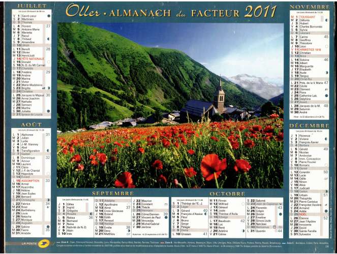 Calendrier 2014 almanach du facteur  Oller Hameau du Monal (73) , Besse en Oisans (38)
